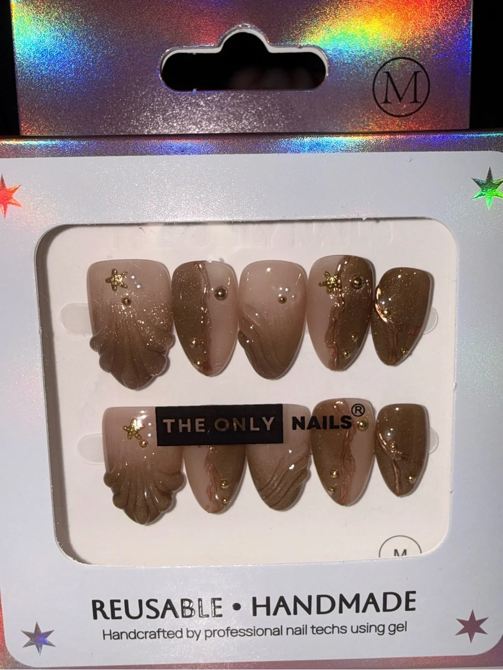 The Only Nails Reusable Handmade Sea Shell Design Press-On Nail Set